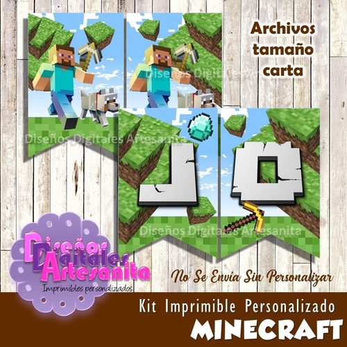 Kit Imprimible Minecraft Personalizado