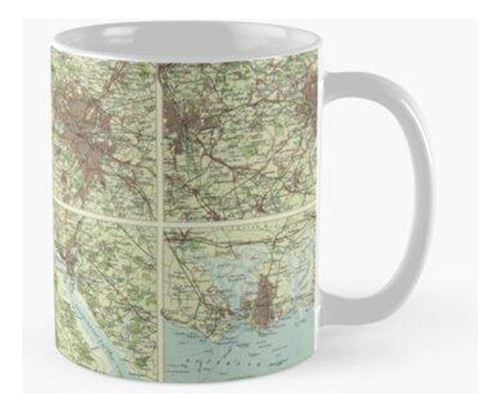 Taza Mapa Vintage De Ciudades De Inglaterra Y Escocia (1922)