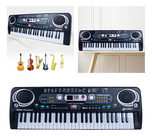 Piano De Teclado Electrónico Portátil De 54 Cable Usb