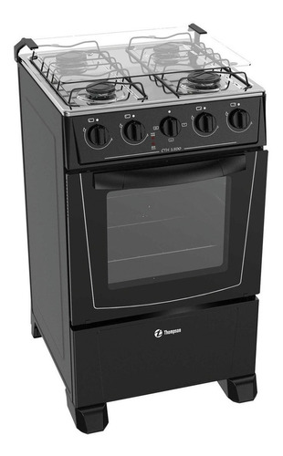 Cocina Thompson CTH 1500 a gas 4 hornallas  negra 127V/230V puerta con visor