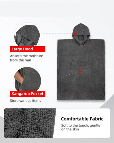 A Poncho De Surf Con Capucha De Microfibra De Secado Rápido