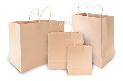 Imagen 4 de 9 de 25 Bolsa De Papel Kraft Con Asa O Manilla. 30x41x12. Lisas