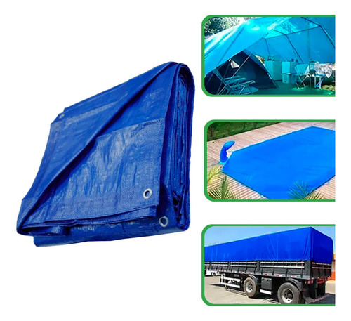 Kit Lona 6x3 Azul Impermeável + Lâmpada Camping Lanterna Led