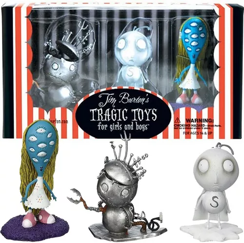 Bonecos Tragic Toys Tim Burton Stain Boy, Robot Boy, The Gir