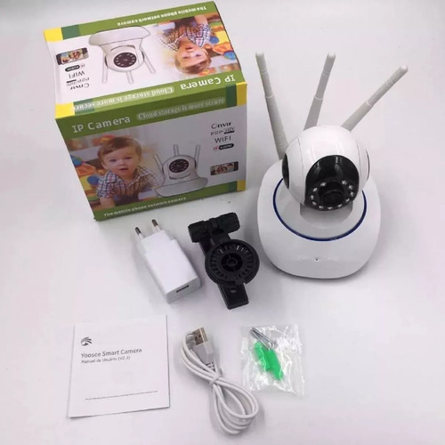 Câmera Ip 3 Antenas Wireless 3ª Geração Wifi C/ Visão Not...
