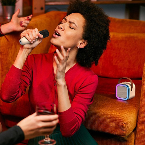 Mini Altavoz Karaoke Con 2 Micrófonos Inalámbricos
