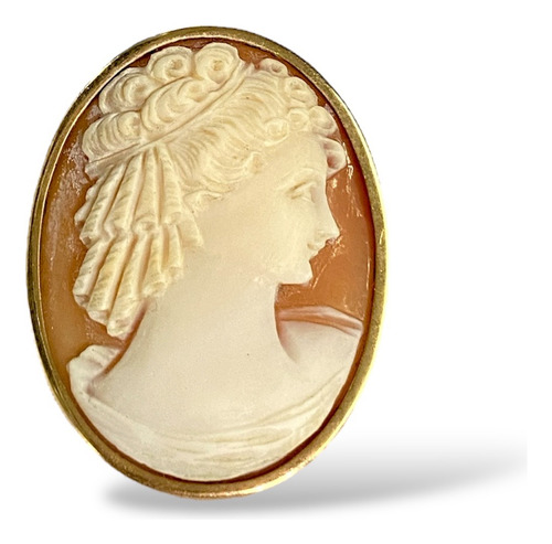 Antiguo Camafeo Montado Sobre Oro 18k Sellado Crema (Usado)