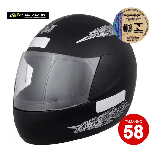 Capacete Moto Protork Fechado Liberty Four Preto Fosco 58