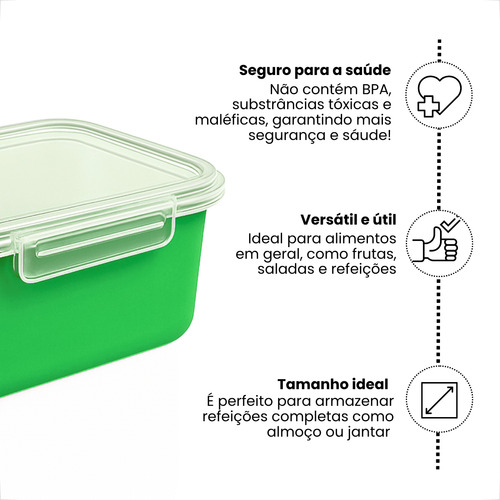 Pote Plástico Com Trava Vasilha 1l Reutilizável 20 Unidades