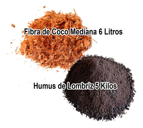 Fibra De Coco 6 Litros Y Humus De Lombriz 5 Kilos Sustratos