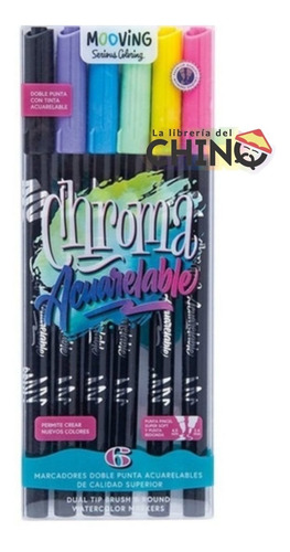 Marcadores Mooving Chroma Doble Punta Acuarelable X6