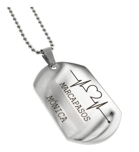 Imagen 6 de 9 de Conjunto Medalla Acero Alerta Médica Personalizado Identidad