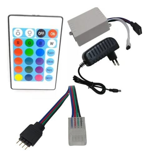 Fonte 3a+controladora Fita Led Rgb+conector 4 Vias Emenda Cor Da Luz Rgb Tensão De Operação 12v 110v/220v