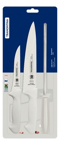 Juego de Cuchillos Tramontina Premium 3 Pzas con Mangos de Polipropileno Blanco