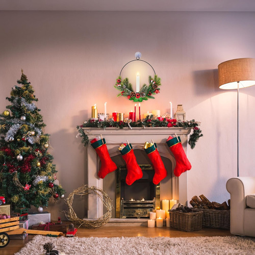 Paquete De 2 Coronas De Navidad Puerta Delantera Velas ...
