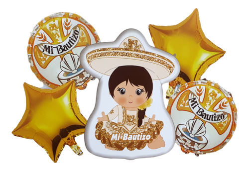 Set 5 Globos Mi Bautizo Charrito Rancherito Sacramento Bebé