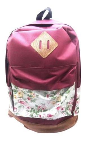 Bolso Morral Universitario Colegial Estilo Jansrt Vino Flowe