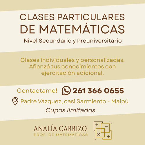 Clases Particulares De Matemáticas.