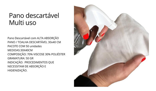 Pano Descartável Alta Absorção 30x40cm 50 Unidades Cor Branco