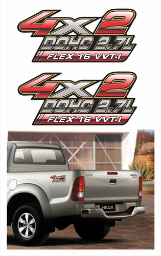 Adesivo Emblema Toyota Hilux 4x2 Dohc 2.7l Flex 16v Vvt-i Cor padrão