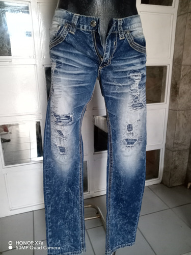 Jeans Biker Affli-ction Mod Gage 31x32 Marino Y Celeste