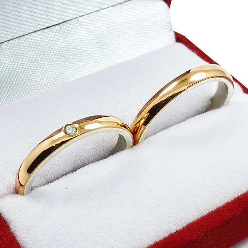 Imagen 3 de 9 de Alianzas Plata 925 Y Oro Rojo 18k Novios Grabado Incluido Jc