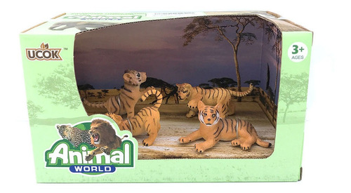 Playsets animal world cachorros tigres  pack x 4