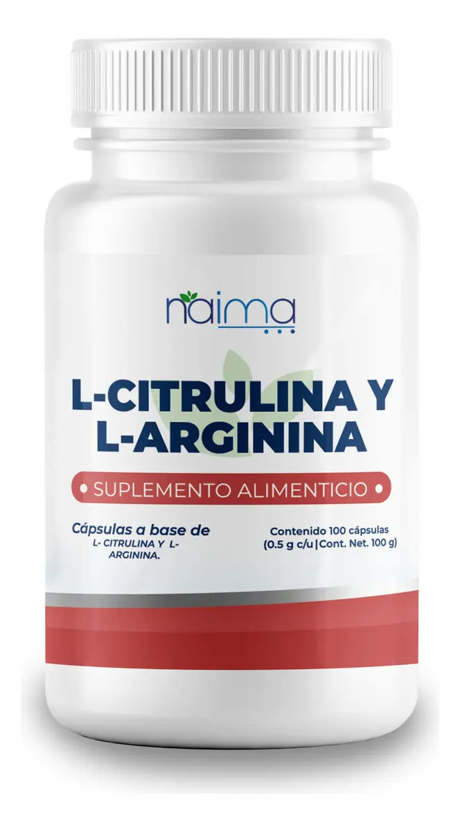 L-Arginina y L-Citrulina Naíma para Rendimiento Deportivo, 100 Cápsulas