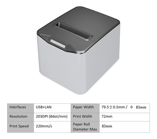 Impresora De Recibos De Escritorio Bisofice Thermal 80 Mm Di