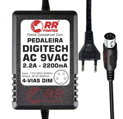 Fonte Ac 9vac 2.2a Para Pedal Digitech Studio Quad V1 V2 V4