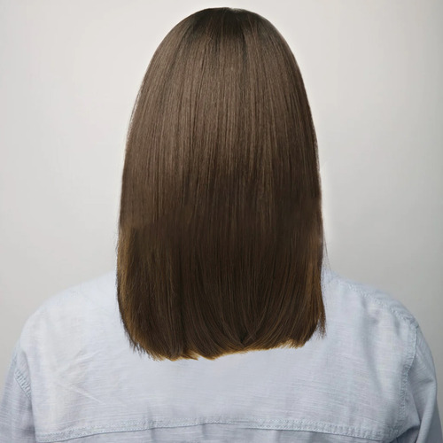 Peluca Sintética Brown Bob De Fibra Recta Para Mujer Queentas MZFP14002K Color Castaño Oscuro Tamaño De La Base M