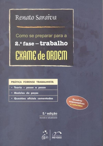 Libro Exame De Ordem 2º Fase Trabalho 5ª Ed De Saraiva Renat