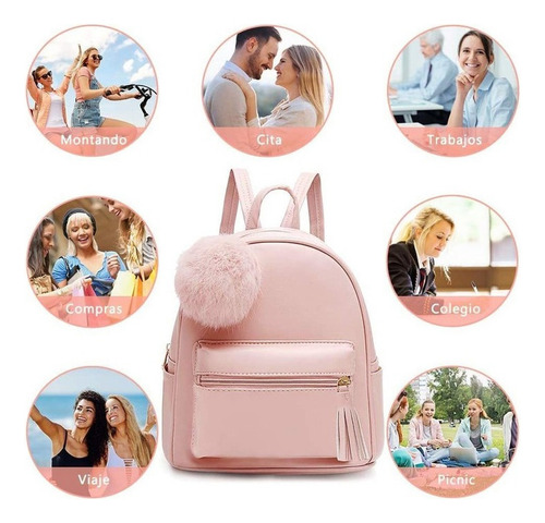 A Mini Mochila Para Mujer Bolso De Viaje Pu Cuero Casual