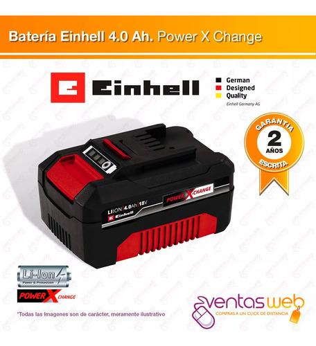 Imagen 2 de 5 de Bateria Sola Familia 18v Einhell Power X-change 4 Amp