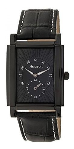 Heritor Automática Frederick Cuero Banda Reloj - Negro.