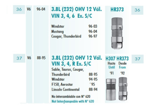 Buzos Punterias Ford Windstar Mustang 3.8 12v 88-04 12pz