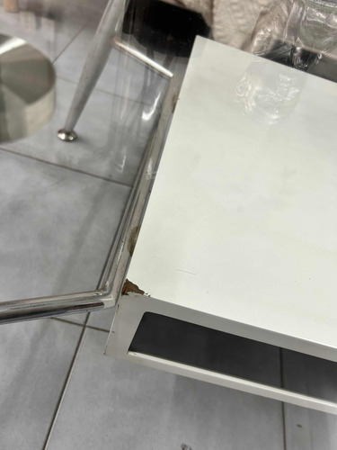 Mesa Ratona Kabul Vidrio Y Cromo Con Cajon 120x70cm Outlet