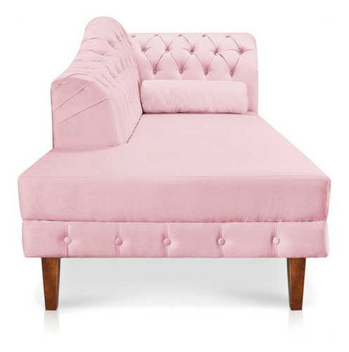Divã Recamier Mônaco 165 Cm Suede Pés Chanfrado D'rossi Cor Rosa bebê
