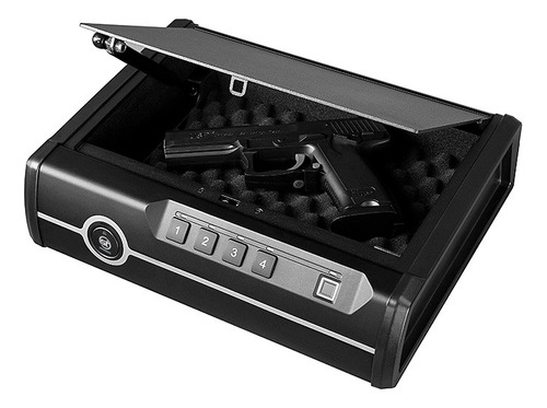 Caja De Seguridad Para Armas Con Apertura Biometrica O Numer Color Negro