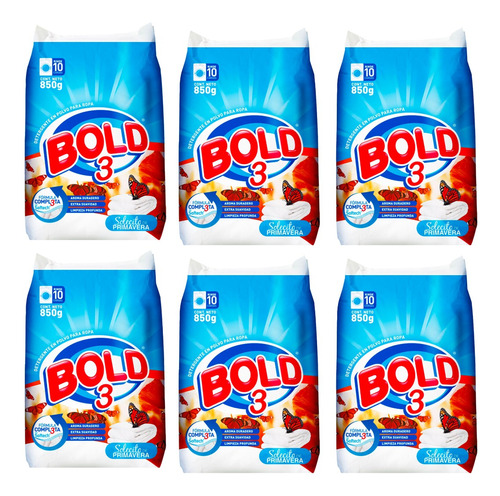 6 Pack Bold Detergente En Polvo Ropa 850 Grs