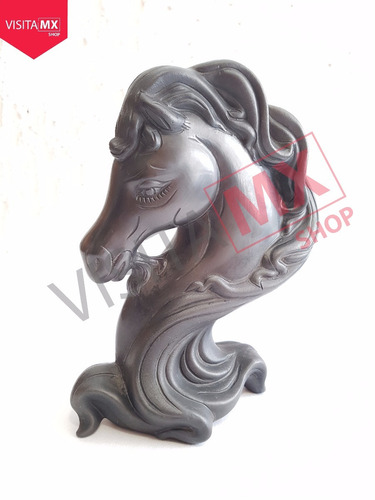 Busto Caballo Barro Negro - 121542