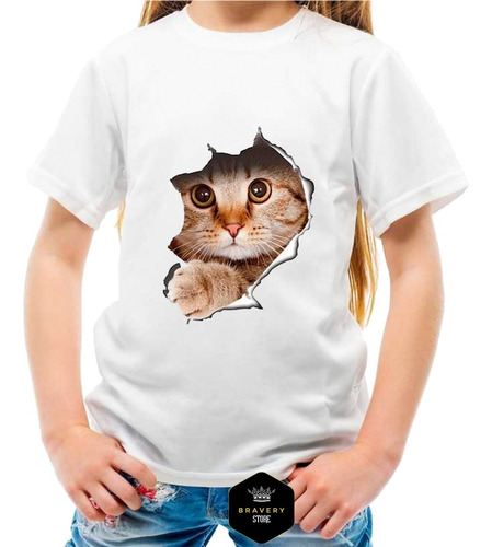 Remera Gatito Diseño Efecto 3d - Amor Gatuno - Mininos