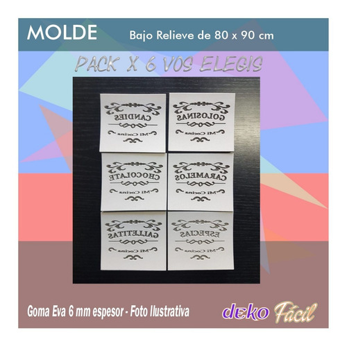 Imagen 3 de 4 de Pack X 6 Molde Bajo Relieve Artística 8x9cm A Eleccion