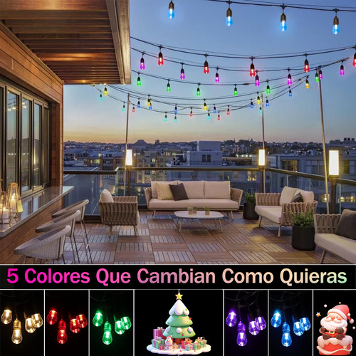 Guirnalda De Luces Rgb 15 Focos 10 Mtrs Serie Luces Colores