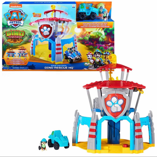 Paw Patrol Dino Rescue Hq Cuartel General Con Rex Y Carro