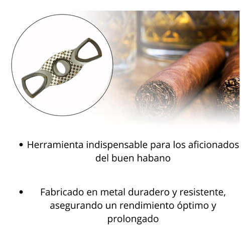 Corta Puros Habano Cigarros - Doble Hoja Metálica Negro Metalizado