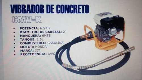 Imagen 1 de 1 de Vibradora De Concreto A Gasolina 6.5 Hp X 2 , Jet