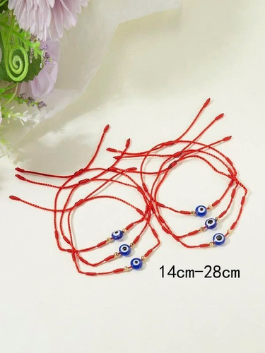 Pack De 6 Pulseras De Hilo Rojo Y Ojo Turco Para Protección