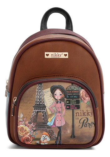 Set 3pzas De Bolsas Nikky By Nicole Lee Café Estampado Oro Negro