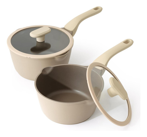 Juego De Cacerola Antiadherente De Pricusis Con Tapas, 2qt Y